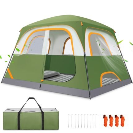 HOTEEL 6 Person Tent for Camping, Easy Setup Camping Tent with Rainfly & Screen Windows for Camping/Traveling/Family Gathering/Hiking/Beach
